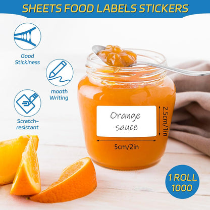 2000 Pcs Removable Freezer Labels, 1" x 2" Blank Label Stickers with Perforation Line Waterproof Oil Resistant Sticker Labels for Food Containers Jars Bottle