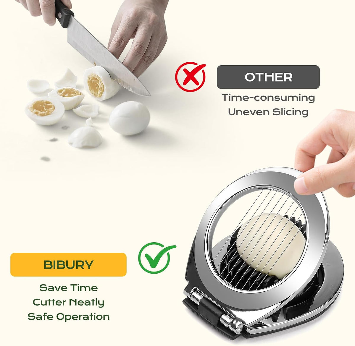 BIBURY Egg Slicer for Hard Boiled Eggs, Heavy Duty Aluminium Fruit Slicer