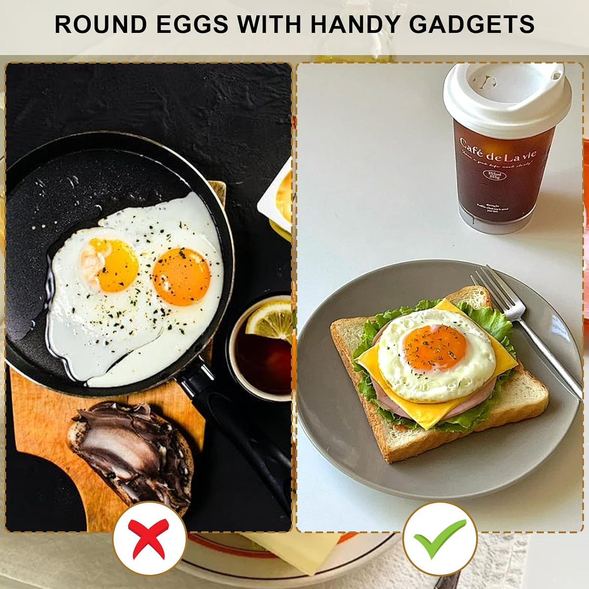 Egg Rings 3.5 Inch Pack of 4 with Silicone Handle