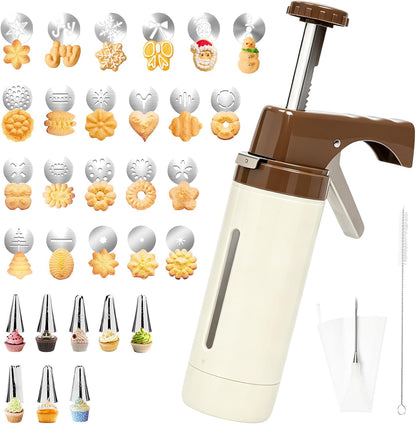 Cookie Press Gun Kit,35pcs Christmas Spritz Cookie Press