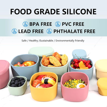 4 Pcs Silicone Food Storage Containers with Lids，BPA Free Reusable Silicone Storage Containers for Food Freezer Containers Freezer Dishwasher Safe (33.8oz, 20oz, 10oz, 6.7oz)