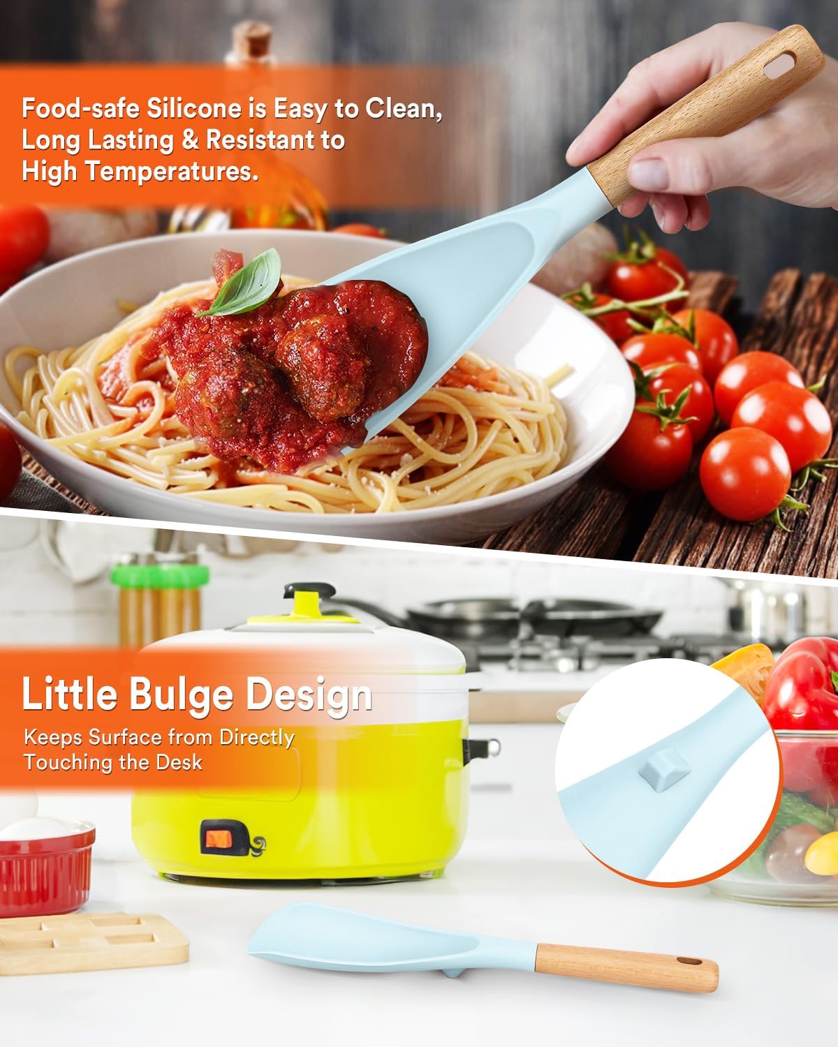 Badiano Cooking Spoon and Rice Scooper for Nonstick Cookware,Multi-function