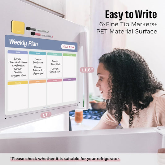 loukin Dry Erase Checklists 4 Pack, Electrostatic Clings to Any Shiny Surface, 7.9"×5.9" Whiteboard Shopping List, Reusable to do List for Office, Classroom, Refrigerator, 6 Markers&1 Eraser Included