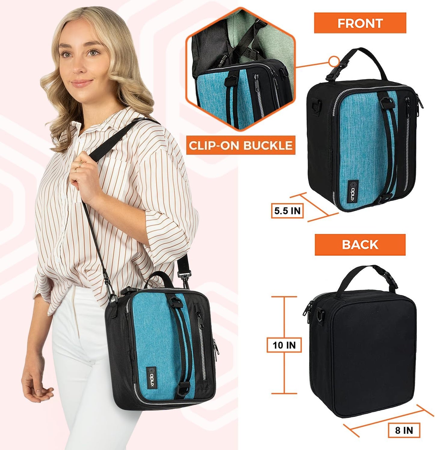 opux Insulated Lunch Box for Men Women Adult, Compact Lunch Bag for Kids Boy Girl Teen, Soft Lunch Cooler Bag for Work School, Leakproof Lunchbox Lunch Pail with Clip-on Buckle, Grey Flowers