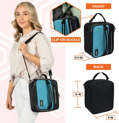 opux Insulated Lunch Box for Men Women Adult, Compact Lunch Bag for Kids Boy Girl Teen, Soft Lunch Cooler Bag for Work School, Leakproof Lunchbox Lunch Pail with Clip-on Buckle, Grey Flowers