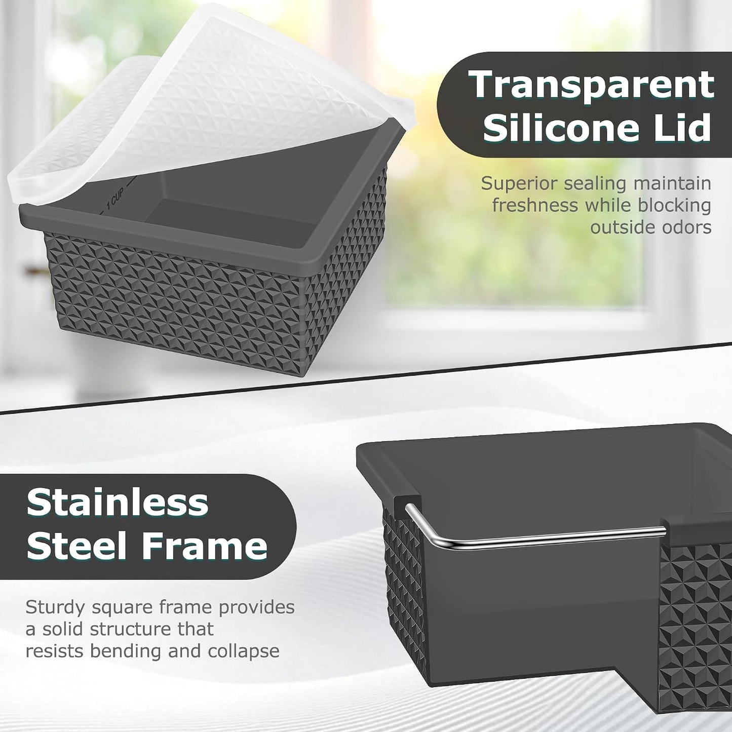 Silicone Freezer Molds for Soup Cube - 2-Cup Freezer Storage Container Tray with Lid,4 Pack Stackable Ice Cube Trays for Portion Control,Food Storage Meal Prep,Oven & Dishwasher Safe