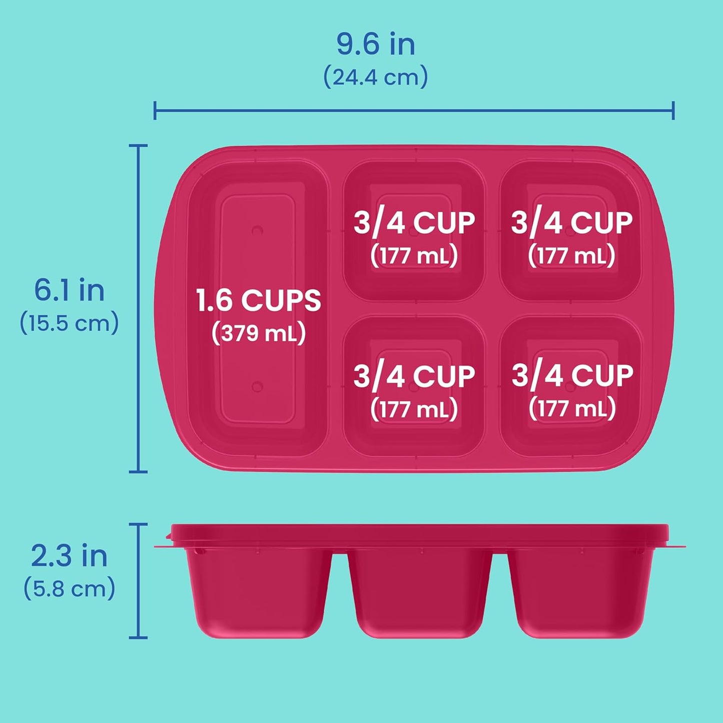 Bentgo Easyboxes - Reusable 5-Compartment Food Containers, Stackable 8-Piece Set, 4 Trays & 4 Lids, BPA-Free Food Storage for Meal Prep, School, & Work; Lunch Boxes with Patented Design (Classic)
