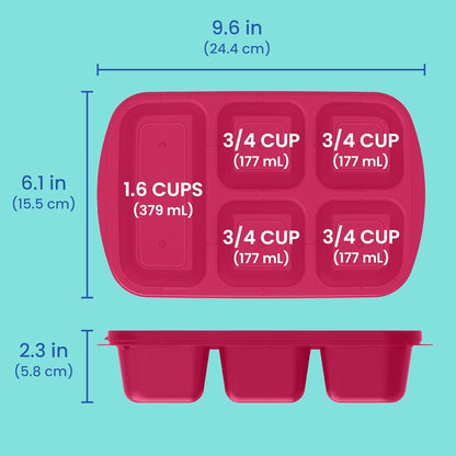 Bentgo Easyboxes - Reusable 5-Compartment Food Containers, Stackable 8-Piece Set, 4 Trays & 4 Lids, BPA-Free Food Storage for Meal Prep, School, & Work; Lunch Boxes with Patented Design (Classic)