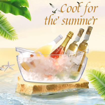 Ice Bucket for Parties 5.5L - Clear Acrylic Champagne Bucket with Scoop, Large Beverage Tub for Cocktail Bar, Wine, Beer, Soda & Drinks
