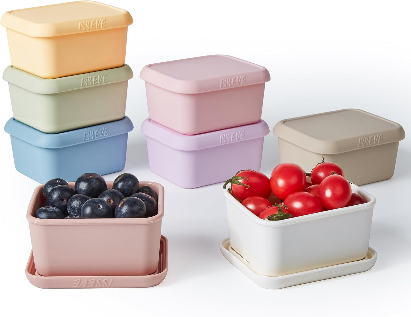 ISSEVE 8oz Silicone Snack Containers for Kids, 1 Cup Reusable Small Containers with Lids, Leak Proof Silicone Food Storage Containers, Kids Lunch Box for Daycare, School, Travel (4)