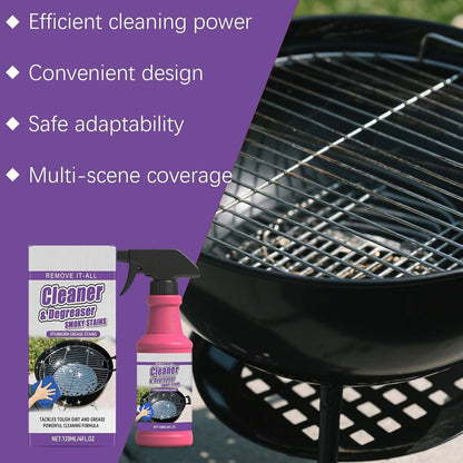 Fast Acting Heavy Duty Grill Degreaser Spray, 2026 New BBQ Grill Cleaner, Multi Functional Grease Remover for Outdoor Grill Easy-to-Use Heavy Duty Stain Remover for Carbon Grease Kitchen Backyard BBQ