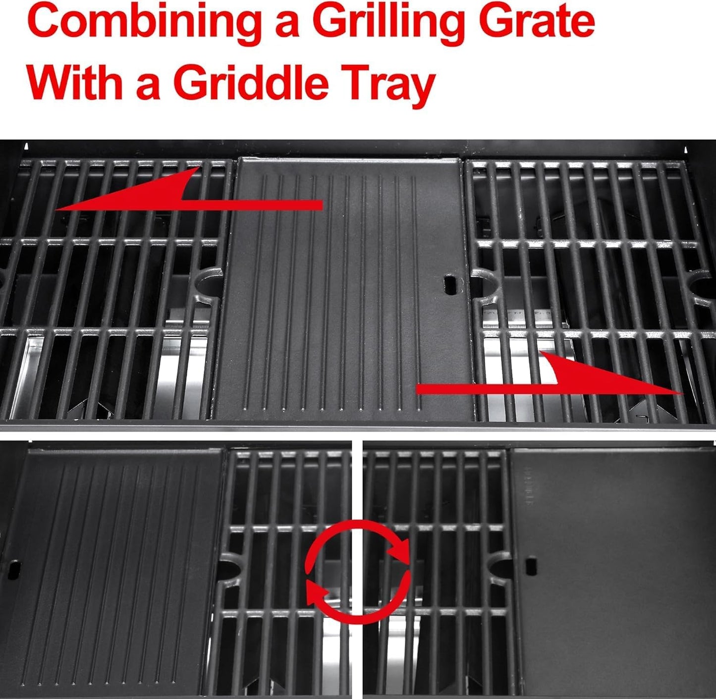 6-Burner BBQ Grill with Side Burner - 69,000 BTU Propane Gas Grill with Cast Iron Grate, Stainless Steel - 620 Sq. In. Cooking Area Cabinet Style Outdoor Grill for Barbecue & Backyard