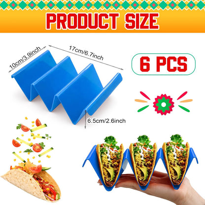 6 Pcs Taco Holder Stands Taco Tuesday Set, Holds Up to 3 Tacos, Premium PP Material Sturdy and Durable, Microwave or Dishwasher Top Rack (Yellow)