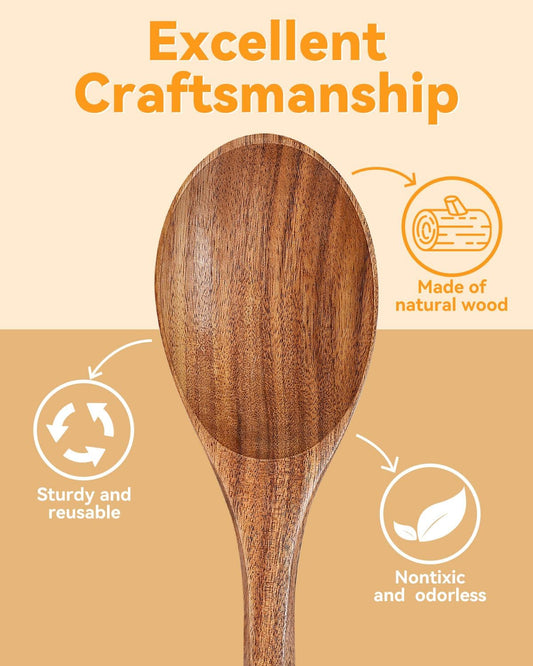 MORGLES 2PCS Wooden Cooking Spoons 12 Inch Acacia Wood