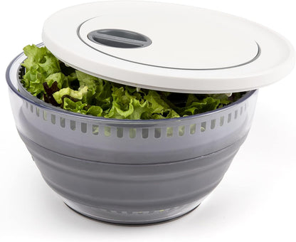 PrepWorks 4 Qt Collapsible Salad Spinner – Space-Saving, BPA-Free, Easy-to-Use for Quick Salad Washing & Drying, Dishwasher Safe