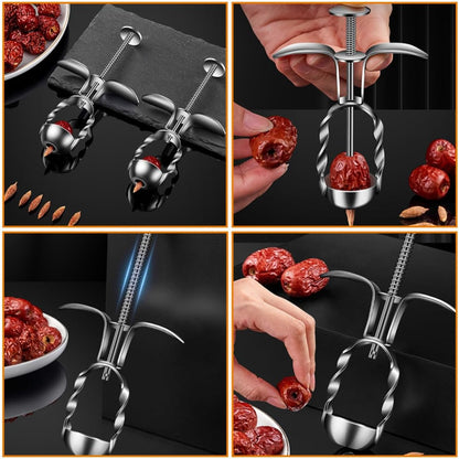 Stainless Steel Date Pitter Tool, Ergonomic Press for Cherries and Dates