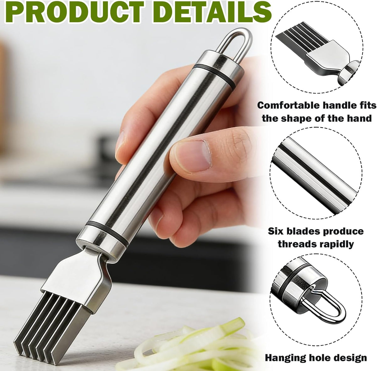 Green Onion Slicer 2Pcs Stainless Steel
