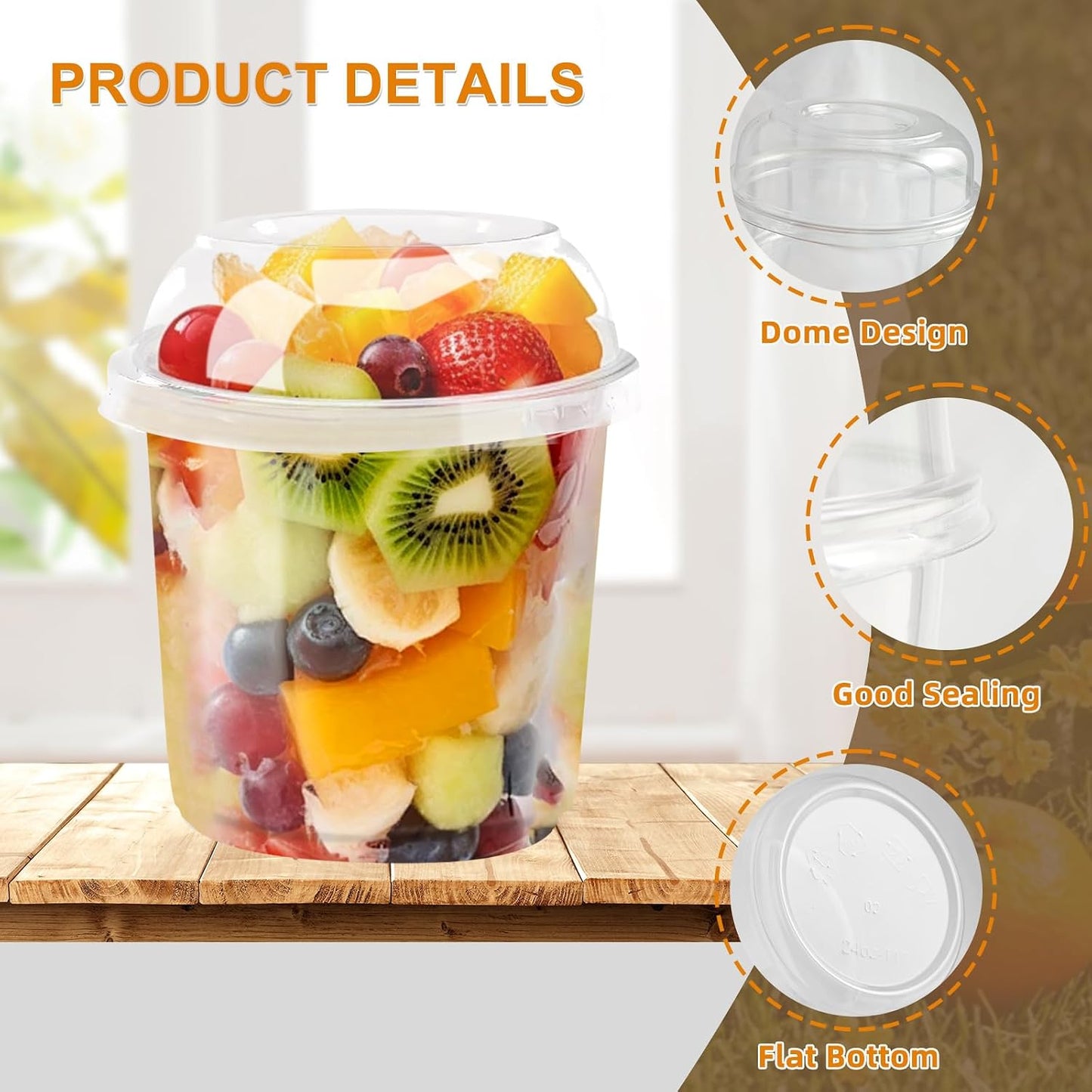 Disposable Food Containers With Lids And Spoons 50 Pack 12 oz Mini Parfait Dessert Cups Take Out Meal Prep Salad Bowls For Lunch, Plastic Ice Cream Bowls Pet, Acai Bowl, To-Go Party Containers(12oz)