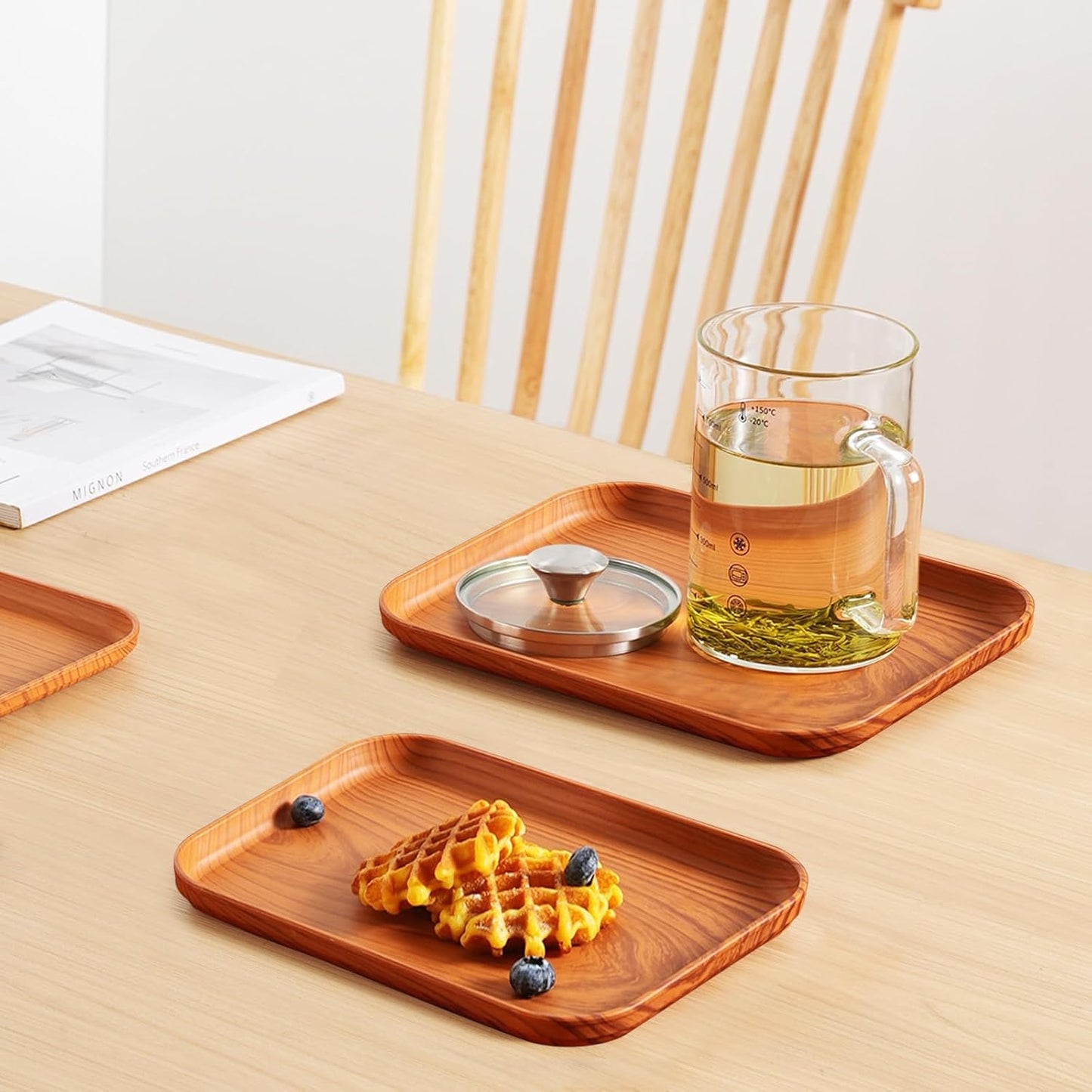 4 Pack Multicolo Plastic Serving Trays for Party Serving Food - Rectangular, 8.66 by 12 in, Heavy Duty Dessert Trays for Food Erving Platters for Party Tray Decor Veggie,Snack