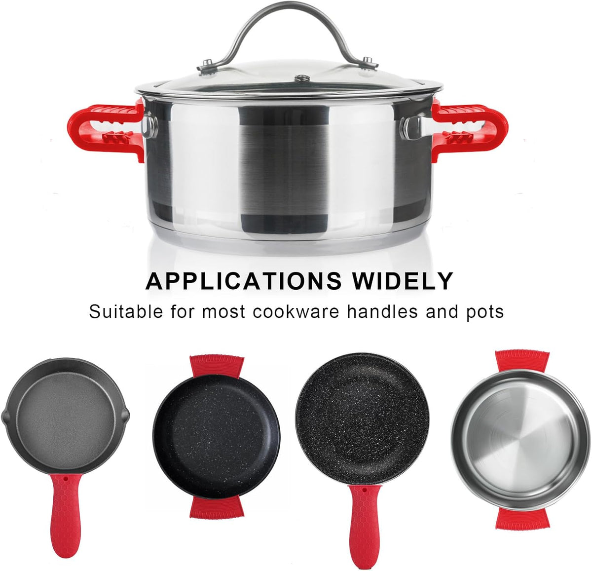 8 Pcs Non-Slip Silicone Hot Handle Holder & Assist Grips, Potholder for Cast Iron Skillets, Heat Resistant Handle Cover Sleeve for Frying Pans, Casserole, Cookware Handles, Lake Blue