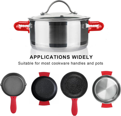 8 Pcs Non-Slip Silicone Hot Handle Holder & Assist Grips, Potholder for Cast Iron Skillets, Heat Resistant Handle Cover Sleeve for Frying Pans, Casserole, Cookware Handles, Lake Blue