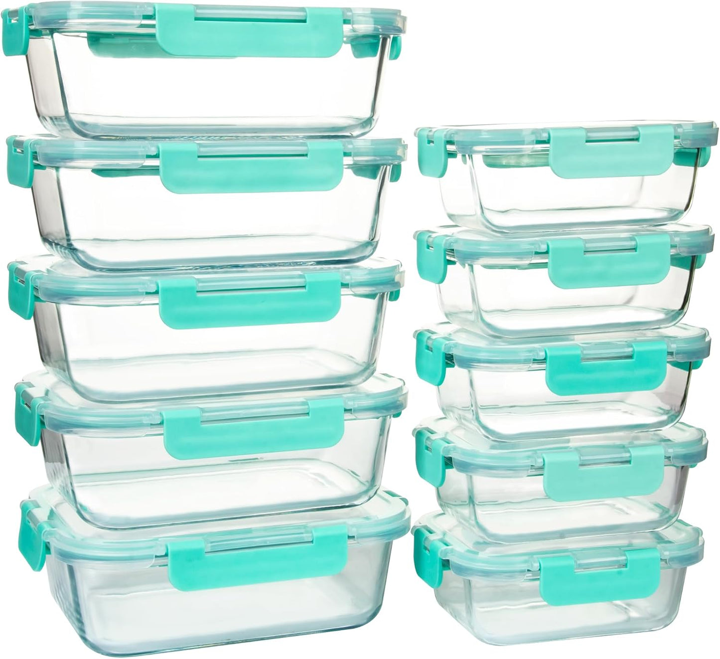 UMEIED 10 PACK Glass Food Storage Containers with Leak Proof Lids, Glass Airtight Meal Prep Containers Set for Lunch, On the Go, Leftover, Kitchen Pantry Organizers and Storage (Pink)