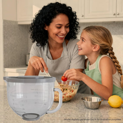 Glass Bowl Compatible with KitchenAid 4.5 & 5-Quart Tilt-Head Stand Mixers – Includes Lid, Measurement Markings & Spout Cover – Dishwasher, Microwave & Freezer Safe