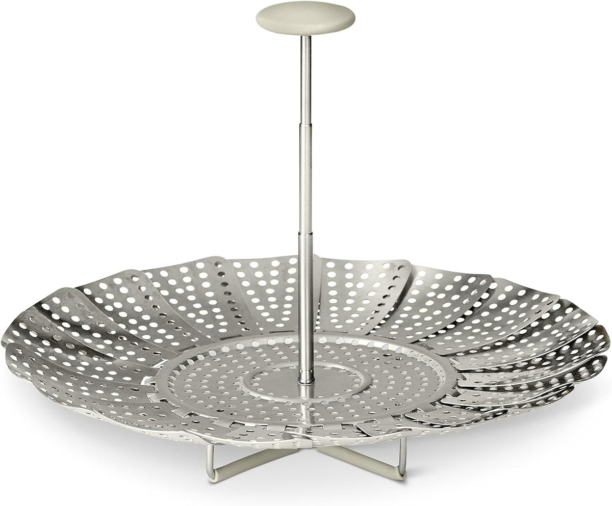 Amazon Basics Extendable Steamer Basket for Vegetables, Dumplings and Seafood, Expands from 5.6 to 9.25 in., Stainless Steel, Dishwasher-Safe