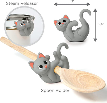 Itera Gray Silicone Cat Spoon Rest Kitchen Gadget