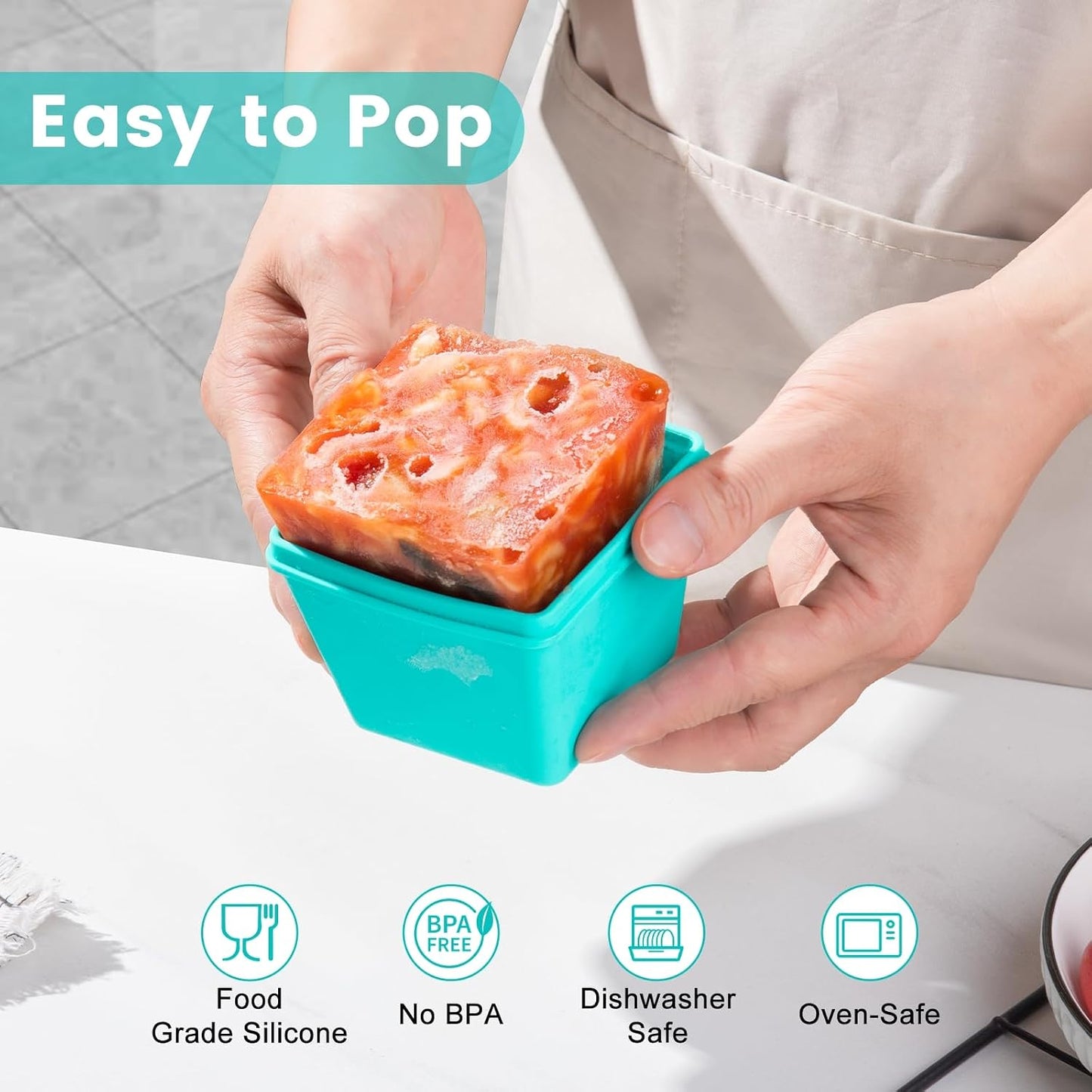 Gemice 1-Cup Silicone Freezer Molds with Lids, Individual 4-Pack Portion Soup Cubes Freezer Trays for Food Storage, Oven & Dishwasher Safe, BPA-Free, Silicone Freezer Containers for Meal Prep