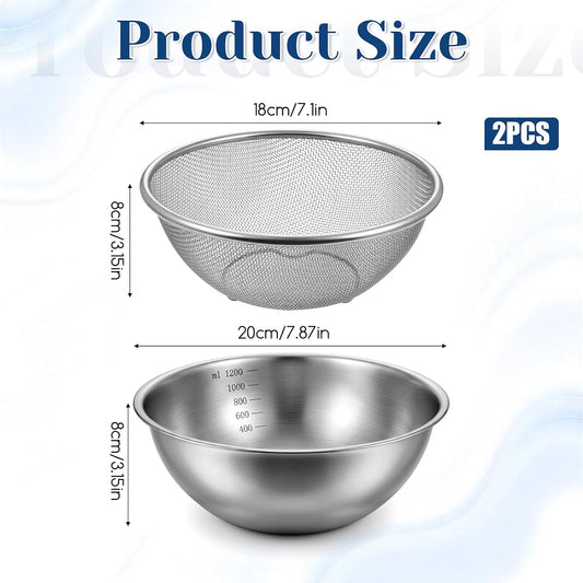 Rice Washing Bowl, Stainless Steel Rice Strainer Fine Mesh, Fruit Washer