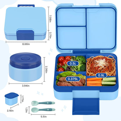 HWONMTE Bento Lunch Box Set for Kids with 9.5oz Soup Thermo Leak-Proof Lunch Food Container with Insulated Lunch Bag Hot Food Jar for Kid Toddler Girls Boys Teens to School,Travel (Green)