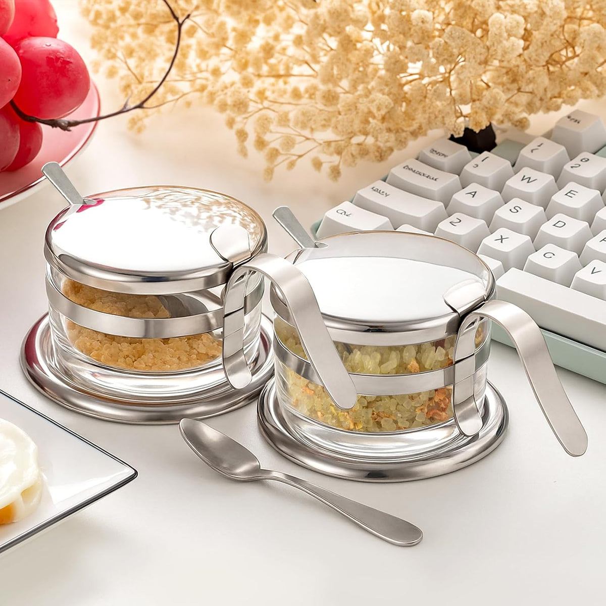Honeydak Stainless Steel Salt Cellar with Spoon 6.76 oz