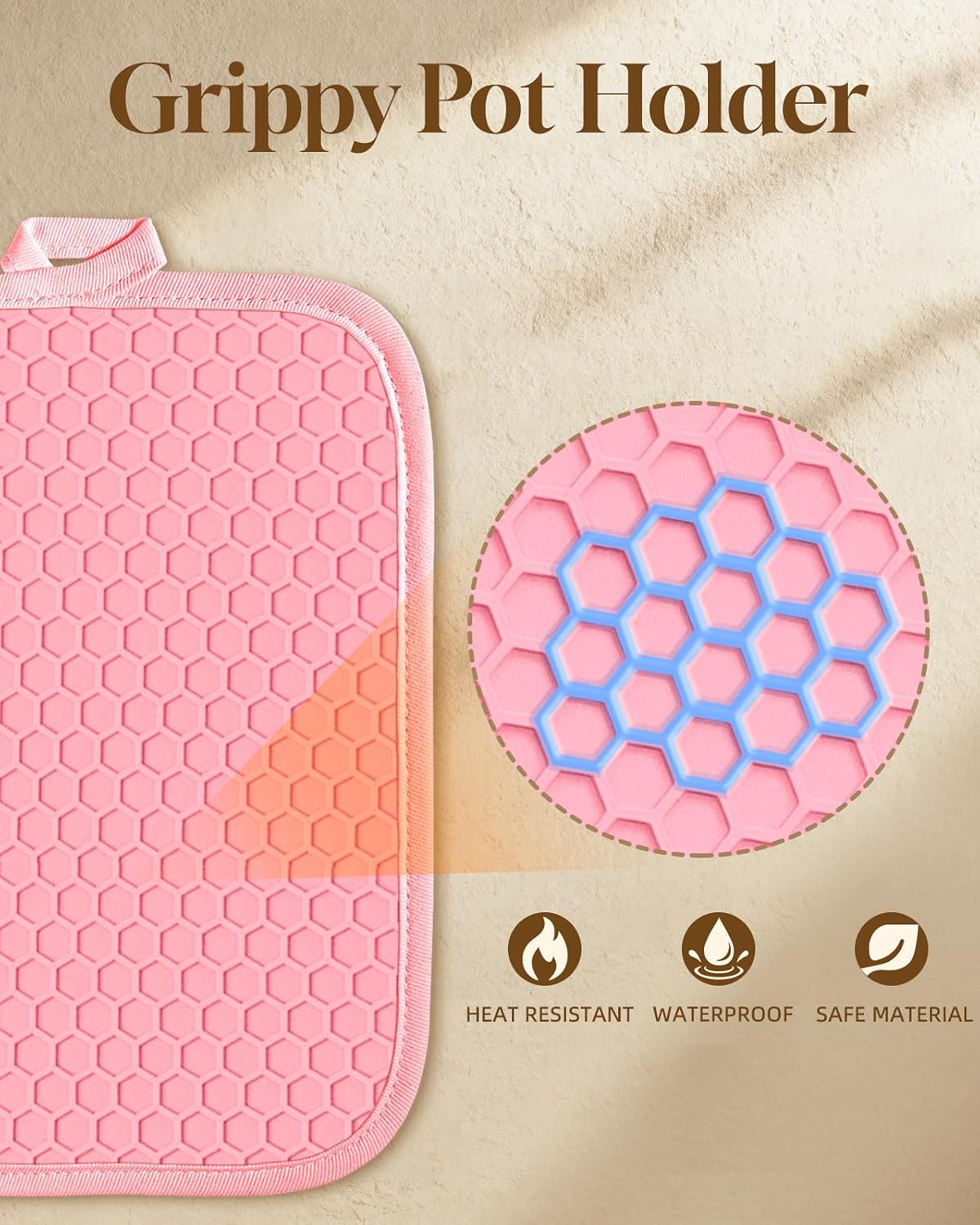 100% Cotton Potholders Textured Soft Silicone Grip Daisy Gingham