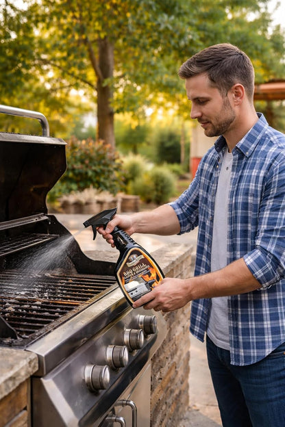 Parker & Bailey Grill Cleaner and Degreaser - BBQ Grill Cleaner Degreaser Cleaner Heavy Duty Countertop Cleaner Stainless Steel Cleaner Glazed Tile Cleaner Cleaning Supplies for Grease and Grime