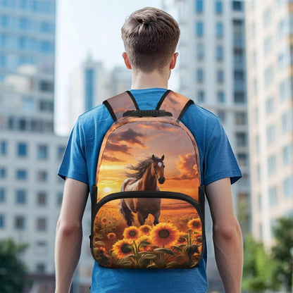 Highland Cow Backpack with Lunch Box Set for Kids Sunflower School Backpack for Girls Boys Back to School Bag Student Travel Backpacks Reusable Utensils Pen Case Water Bottle Bag 5PCS