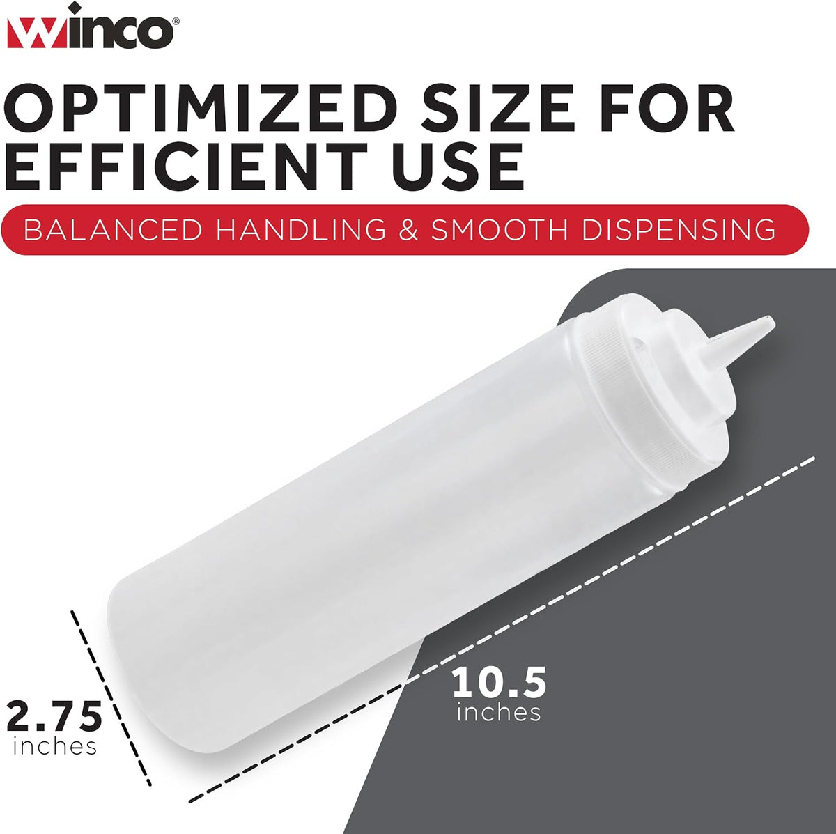 Winco Wide Mouth Squeeze Bottles 24-Ounce, 6-Pack