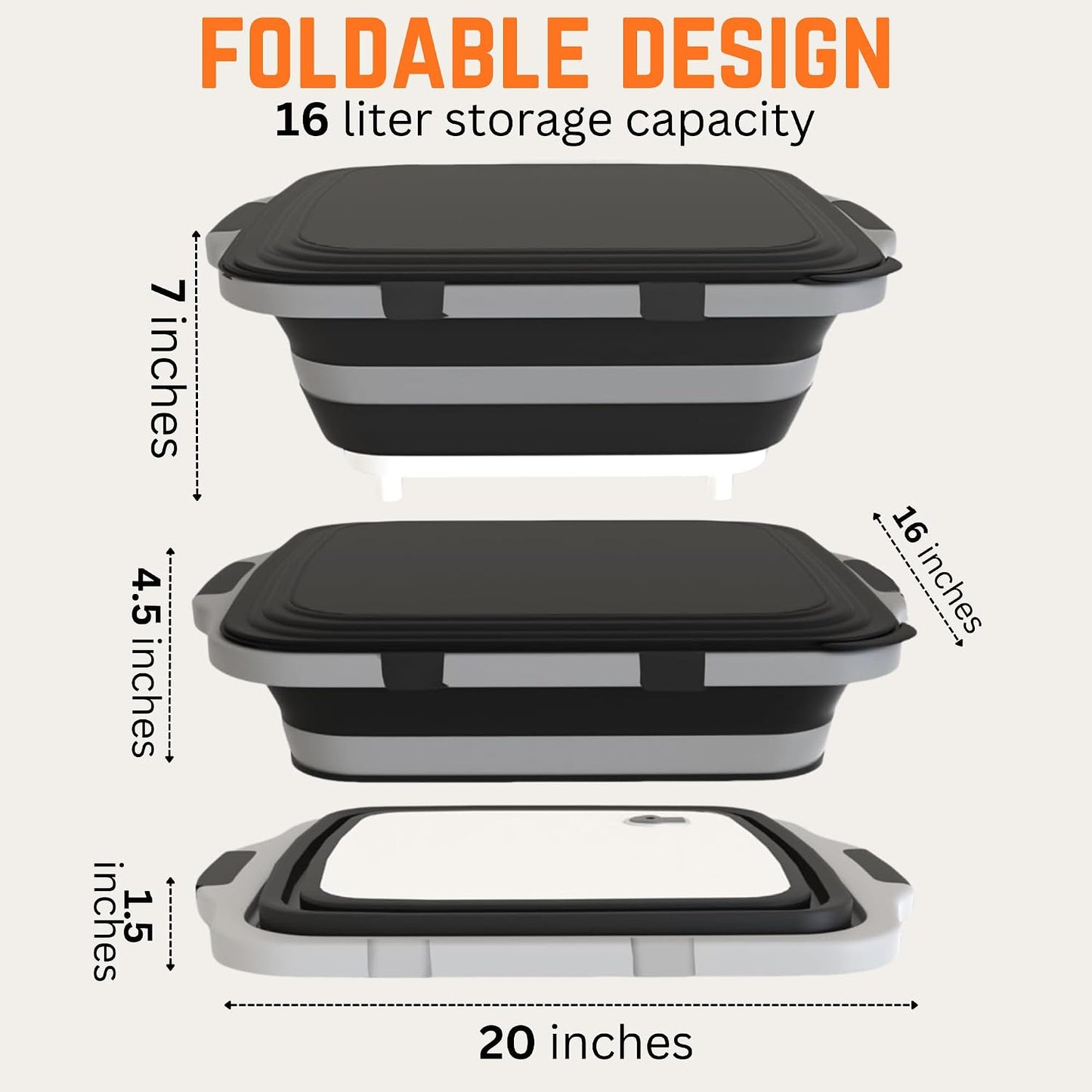 Livingstones Designs 6-in-1 BBQ Prep Tub Set: 16L Collapsible Station with Locking Lid, Thermal Bag, Meat Shredder Claws, Heat-Resistant Basting Brushes, Stainless BBQ Tong & Forks for Grilling & More