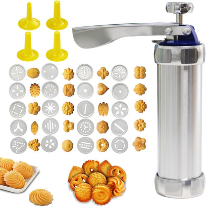 Cookie Press Gun Kit, 20 Discs & 4 Icing Tips, Stainless Steel