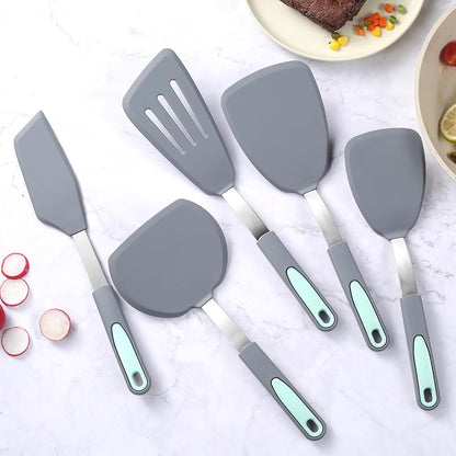 To encounter 3 Pieces Silicone Spatula Set, Heat Resistant Flexible Turner Spatulas, Nonstick Cookie Spatula, Fish Spatula, Dishwasher Safe, Navy Blue