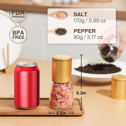 Vucchini Gold Salt and Pepper Grinder Mill Adjustable Coarseness Ceramic