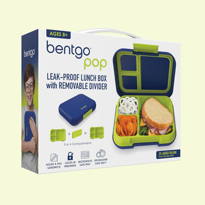 Bentgo Pop - Leak-Proof Lunch Box & Removable Divider for Ages 8+ & Teens - Lunch Container Holds 5 Cups of Food; 3-4 Compartments; Microwave/Dishwasher Safe; 2 Year Warranty (Flame Red/Turquoise)