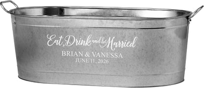 Let's Make Memories Personalized Beverage Tub - Custom Beverage Tub - Customize With Name & initial - Galvanized Drink Tub - 20 ¾"L x 11 ¾"W x 7" H - 5.5 Gallons