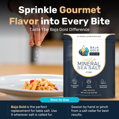Baja Gold Signature Mineral Sea Salt, Gary Brecka Choice, Fine 1 lb Bag