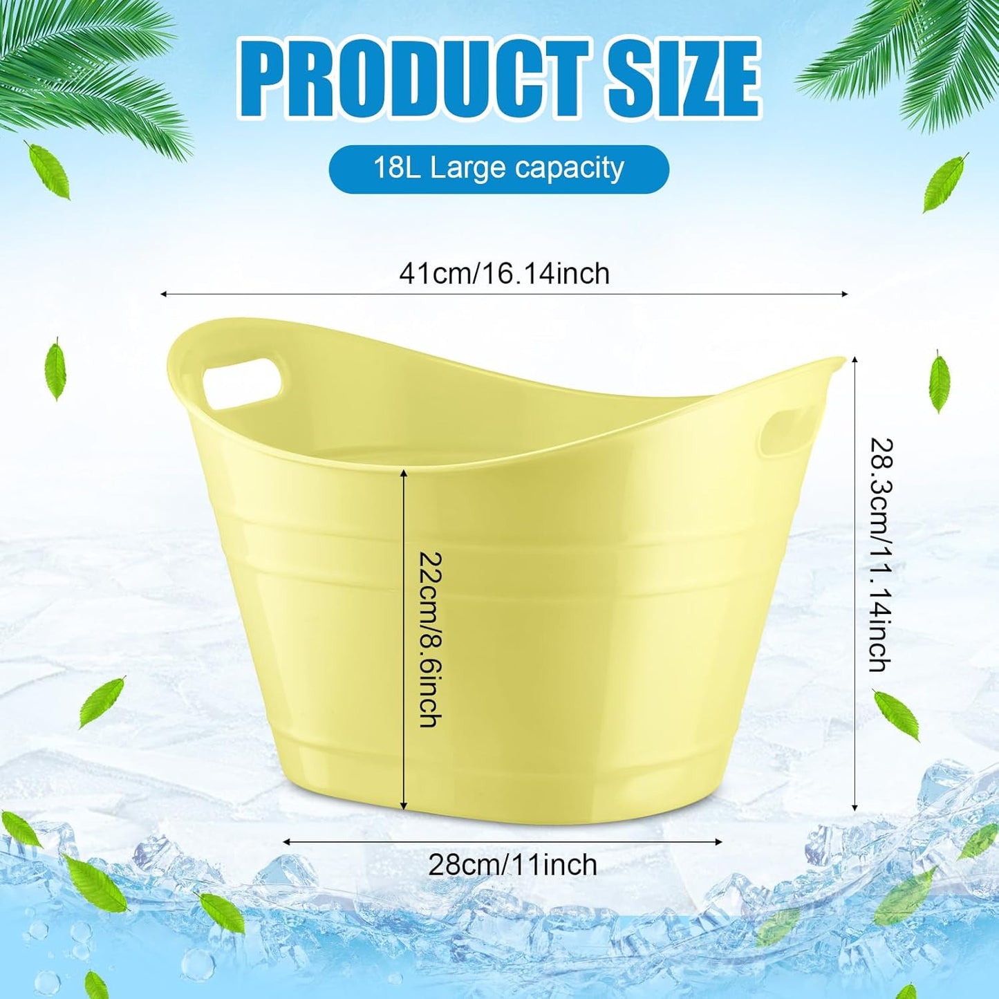 Patelai 6 Pcs Ice Buckets Bulk, Plastic Ice Buckets with Handles, Oval Storage Tub, Large Capacity Drink Tub for Party Bar Wine Beer Champagne Beverage Bottle Cooler(4.5 Liter,Clear)