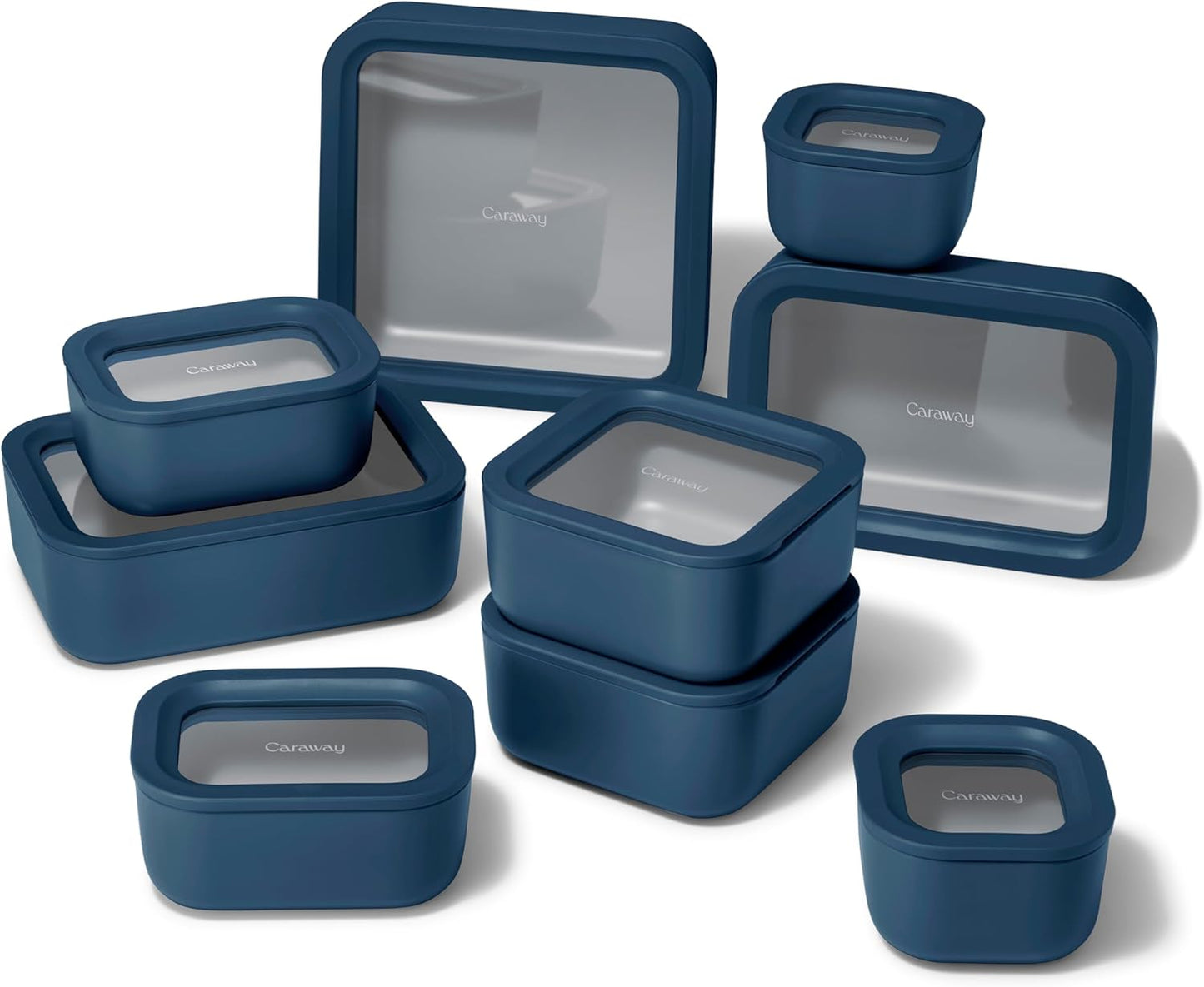 Caraway 13pc Glass Food Storage Container Set - Easy to Store, Non Toxic Lunch Box - with Glass Lids - Includes Storage Organizer - Mist