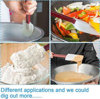 High Heat Resistant Silicone Scraper Spoon Commercial Spatula for Cooking, Rubber Spatula Set of 2 (9.5'')
