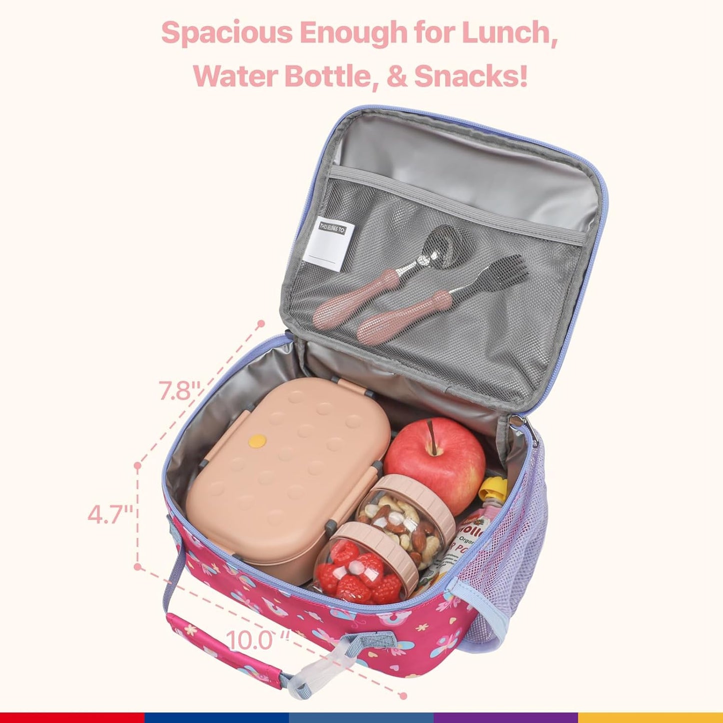 Bagseri Kids Lunch Bag Boys - Thermal Insulated Lunch Box Tote with Water Bottle Holder, Reusable Leak-Proof Kids Lunch Box for Daycare & School, Black Dinosaur (Containers Not Included)
