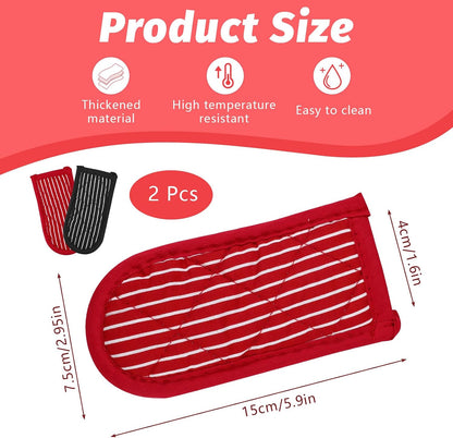 ASTIMESA Cast Iron Skillet Handle Covers, Non-Slip Cloth Hot Pan Handle Sleeve, Machine Washable Pot Holders Heat Resistant Potholders for Kitchen Cooking Baking (2, Black，red)