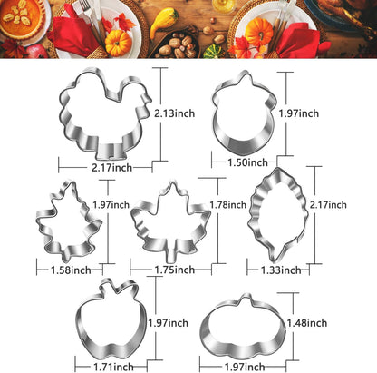 7 Pcs Mini Fall Cookie Cutter Set, 2.0 Inch, Dishwasher Safe